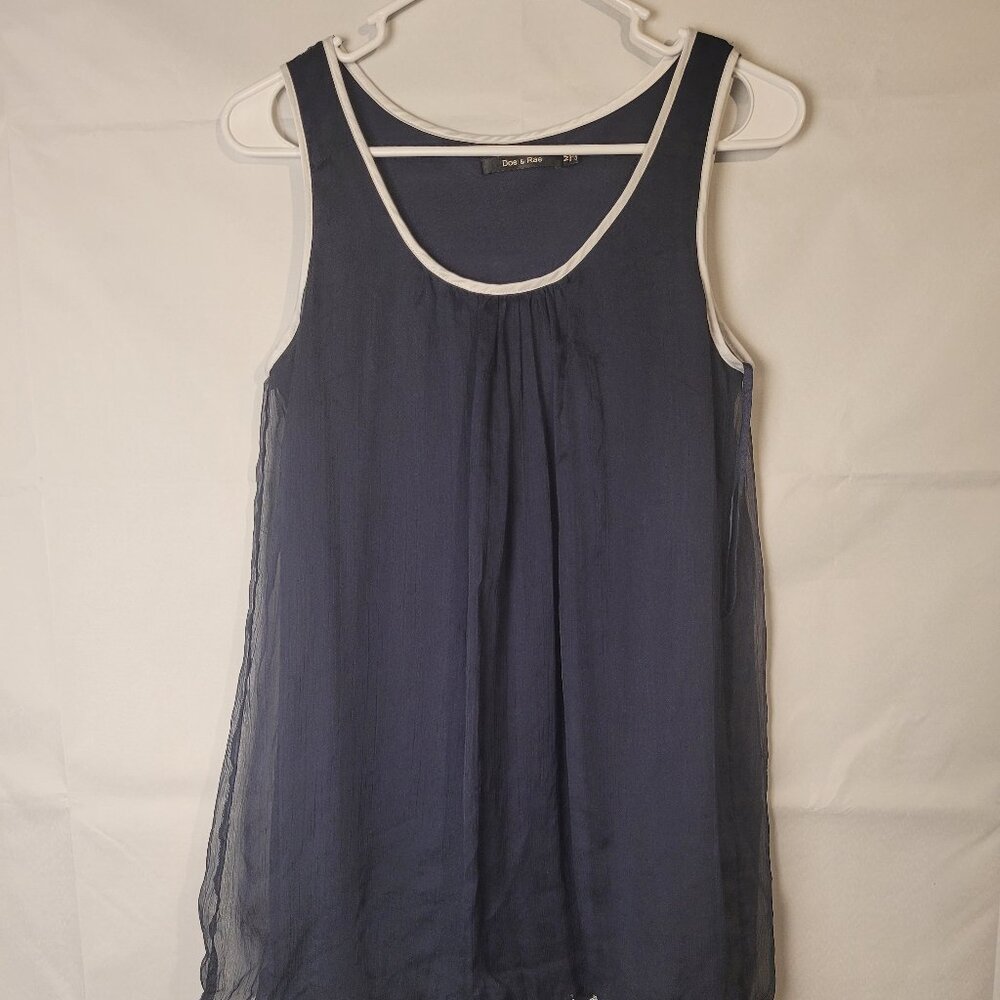 Doe & Rae Dress Women's Sz M Blue Sundress Ruffled Lace Trim Sleeveless